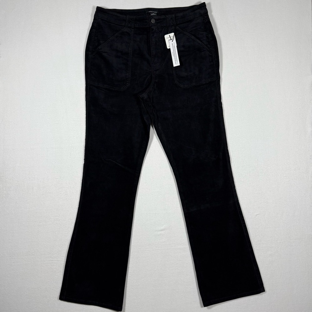 SANCTUARY velveteen hayden bootcut black sz 33 velvet moto biker NWT whimsigoth - Picture 2 of 13